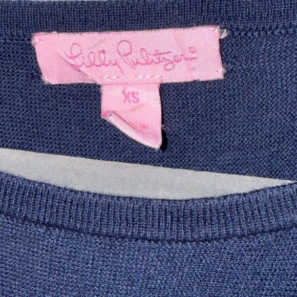 Lilly Pulitzer Jupiter Sweater Dress Navy Blue Cotton wool blend size XS EUC - Picture 6 of 9